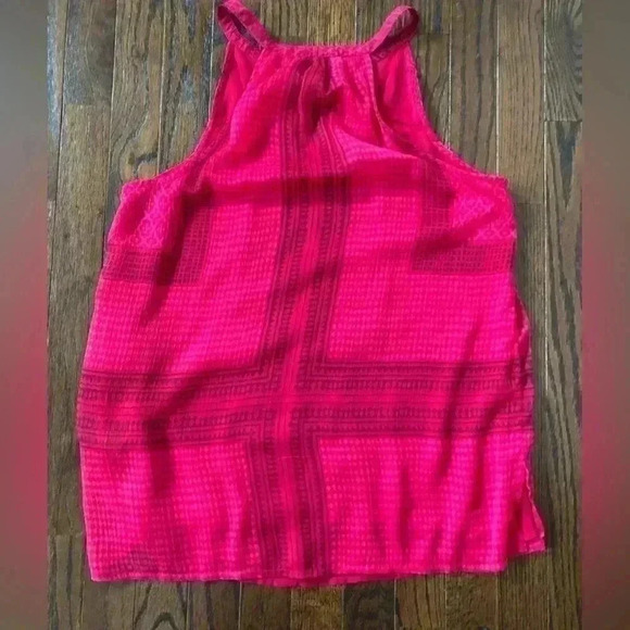 Lucky Brand Halter Neck Sheer Overlay Embroidered Multi-Pattern Pink Tank - M - Picture 5 of 10